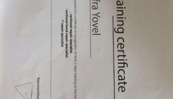 תעודת הסמכה תיקון צנרת אינפרא יובל
